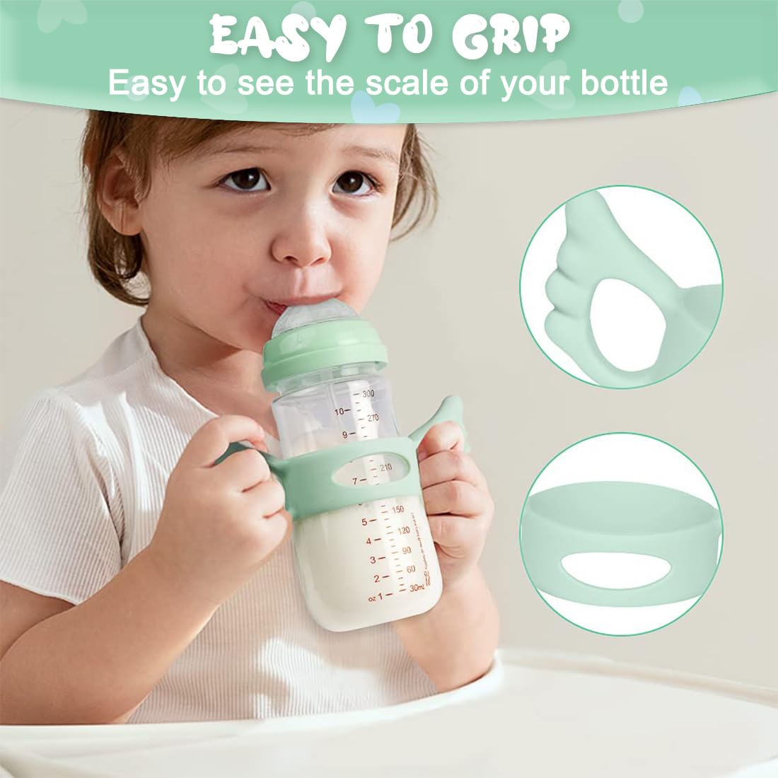 2 Manico Per Biberon Silicone, Manici per Biberon Impugnatura per Biberon, Maniglia per Biberon in Silicone, Facile Installazione Manici Per Biberon, Hold My Bottle