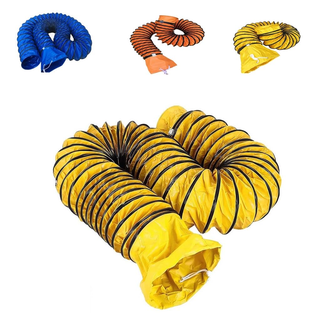 Elastyczny wąż kanałowy PVC 497 m z pierścieniem Dring i regulowaną liną 15 cm 40 cm kanał powietrzny do wentylacji, chowany żółty wąż kanałowy, idealny do użytku domowego i przemysłowego