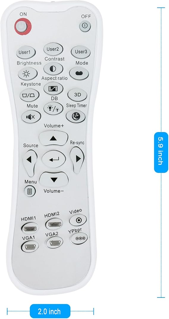Replacement Remote Control Applicable for Optoma Projector GT1080Darbee HD28DSE UHD51ALV DH1009 HD39Darbee UHD550X UHZ65 HD27HDR UHD40 EH200ST GT1070X HD144X HD27E HD243X HD27 HD29DARBEE UHD50 UHD42