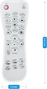 Replacement Remote Control Applicable for Optoma Projector GT1080Darbee HD28DSE UHD51ALV DH1009 HD39Darbee UHD550X UHZ65 HD27HDR UHD40 EH200ST GT1070X HD144X HD27E HD243X HD27 HD29DARBEE UHD50 UHD42