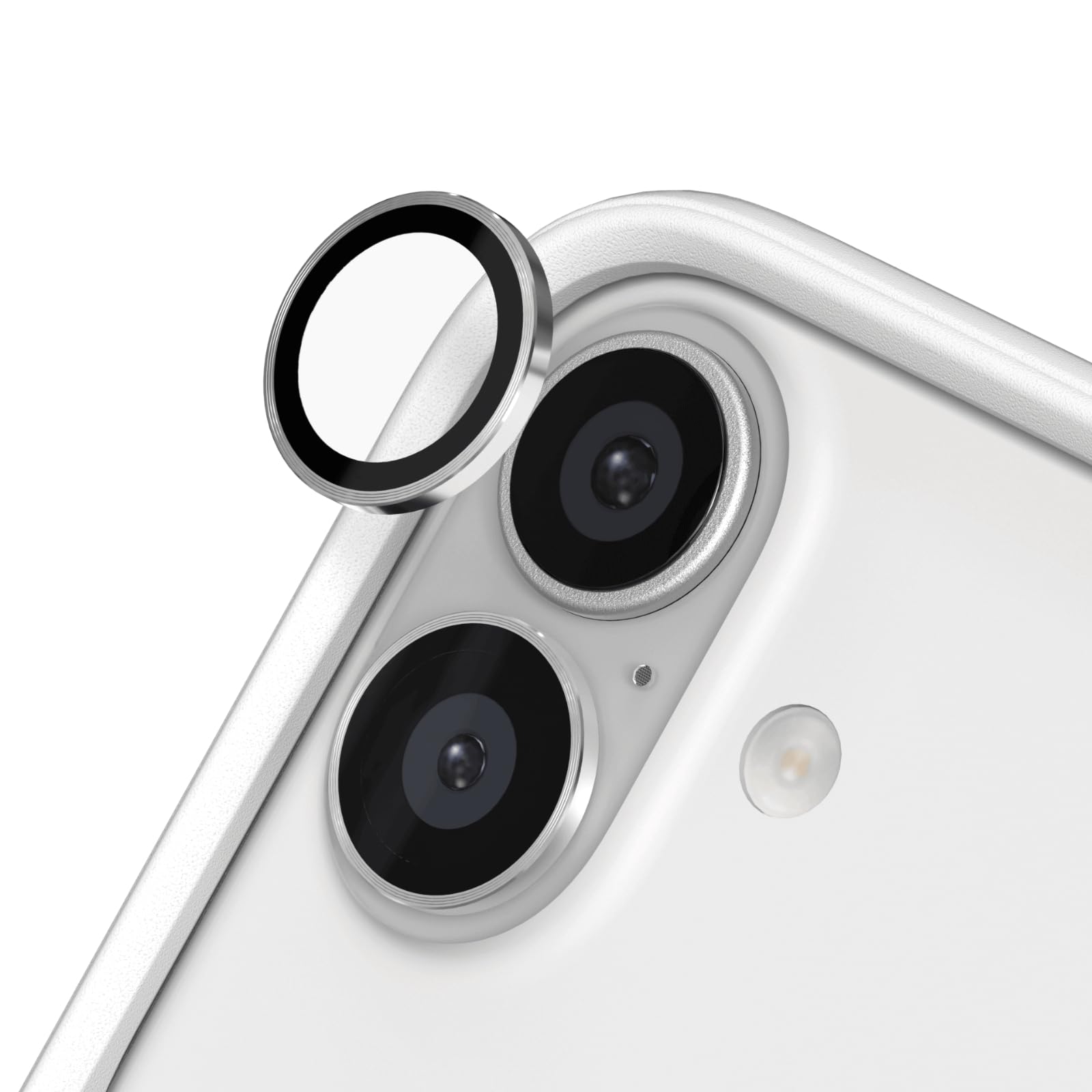 RHINOSHIELD 9H Tempered Glass Camera Lens Protectors Compatible with iPhone 16/16 Plus, Silver, iPhone 16 / 16 Plus