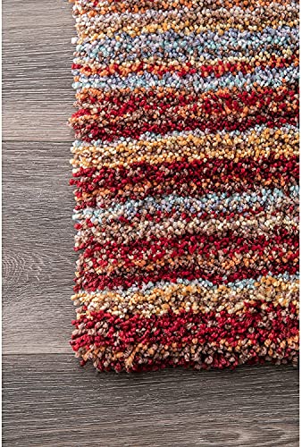 Image of Shaggy Rugs 9 x 12 Feet Soft and Cozy Carpet for Living Room & Hall, Bedroom, and Kids Room Non-Slip, High Pile, Machine Washable, Perfect for Any Room (RedGold)
