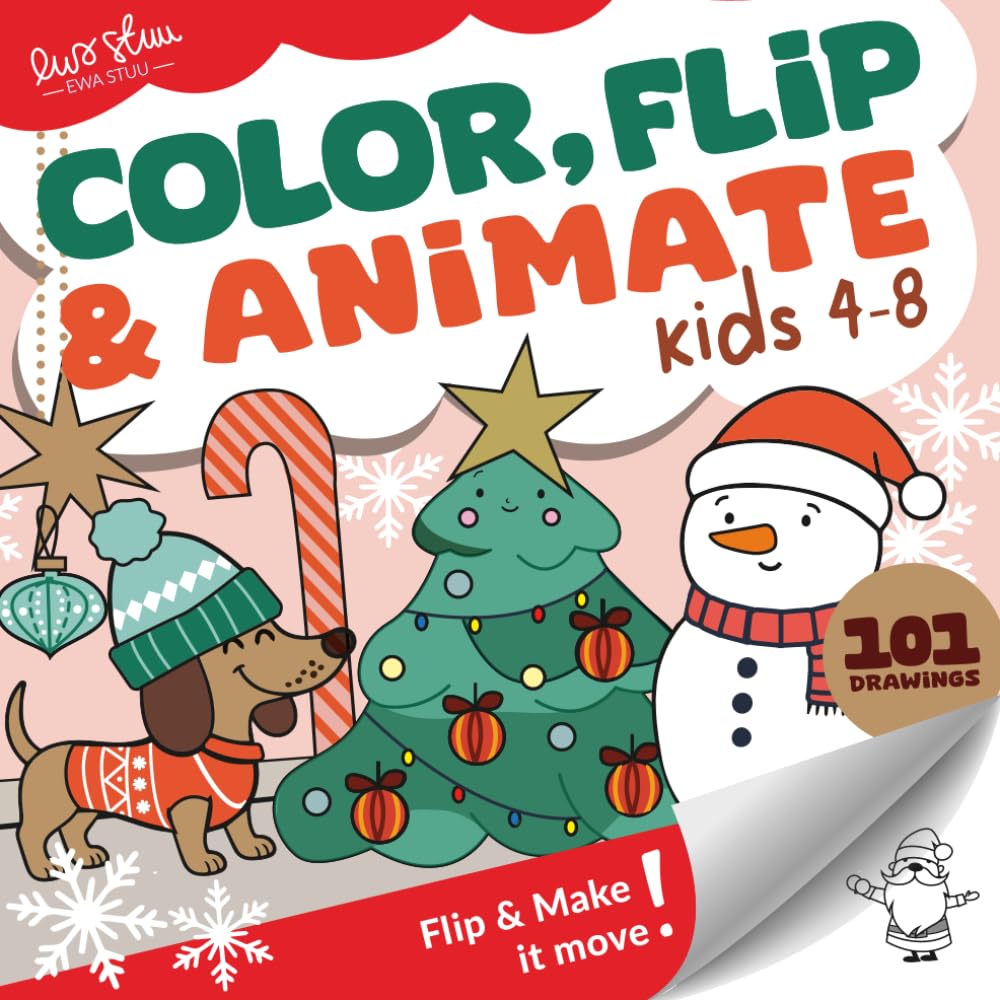 Color, Flip & Animate: Comfy Christmas & Cozy Winter: Big coloring book and interactive fun for toddlers, preschoolers and all kids who love joyful ... fun, cute animals and cozy winter activities