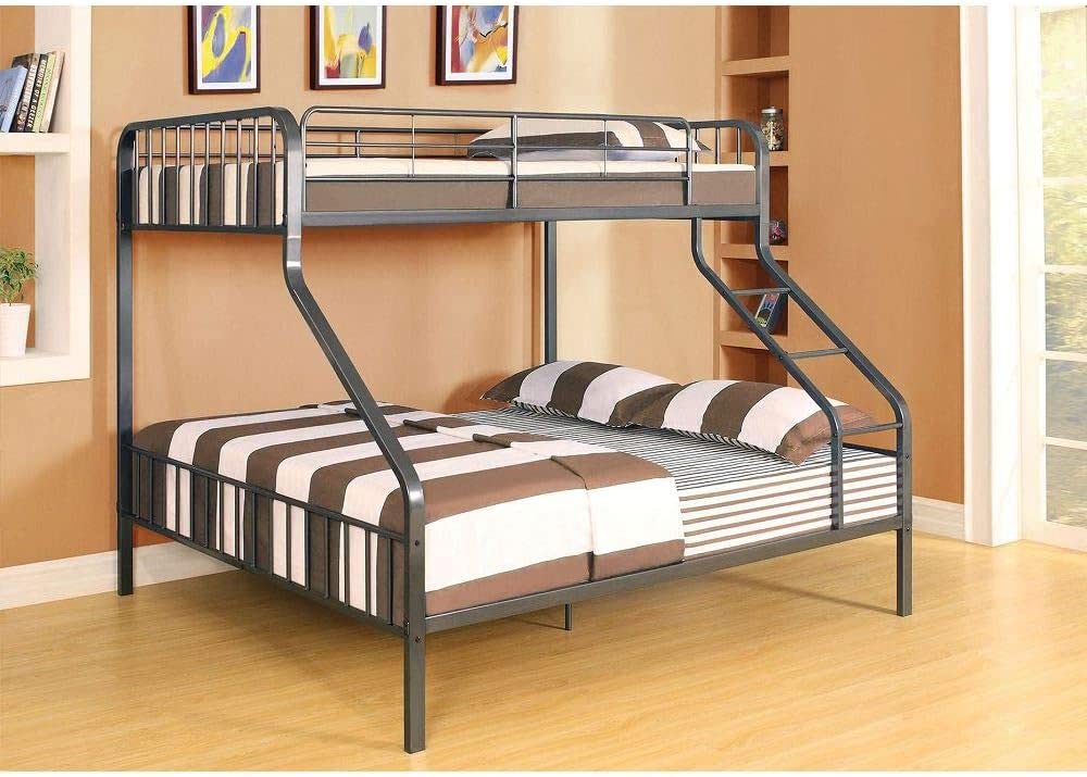 Harper & Bright Designs Metal Bunk Beds Twin XL Over Queen, Heavy-Duty Metal Bunk Bed Frame for Kids Boys Girls Teens or Adults (Gunmetal)