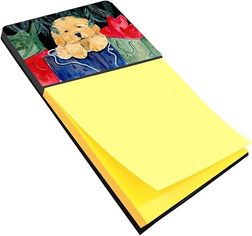 Caroline's Treasures SS8580SN Golden Retriever - Soporte de notas adhesivas recargable o dispensador de notas Postit, 3.25 x 5.5 pulgadas, multicolor