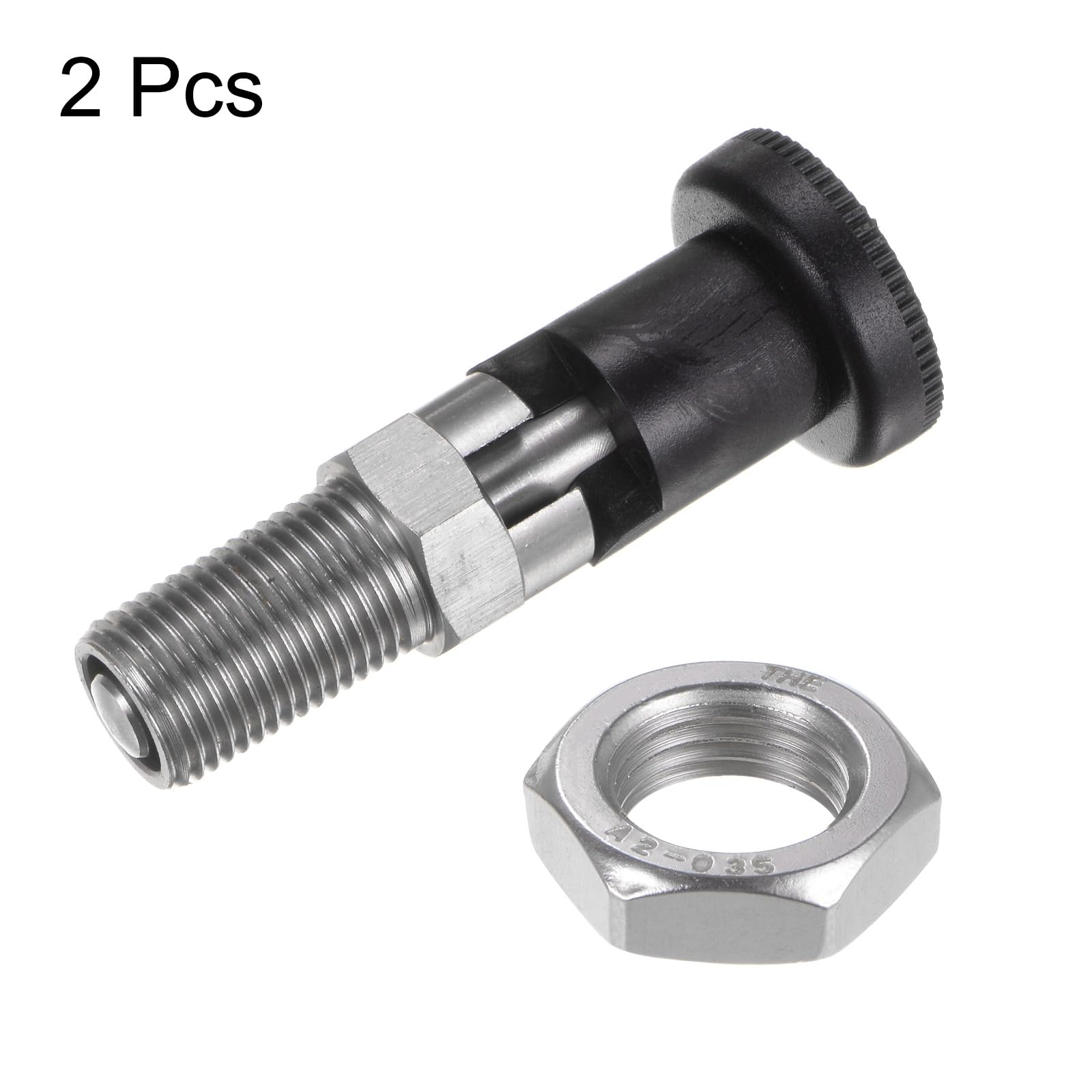sourcing map 2 piezas de émbolo de resorte de nariz de bola M16 x 1.5 de longitud de rosca de 8 mm de diámetro del pasador de acero inoxidable con autobloqueo, émbolo retráctil para equipos