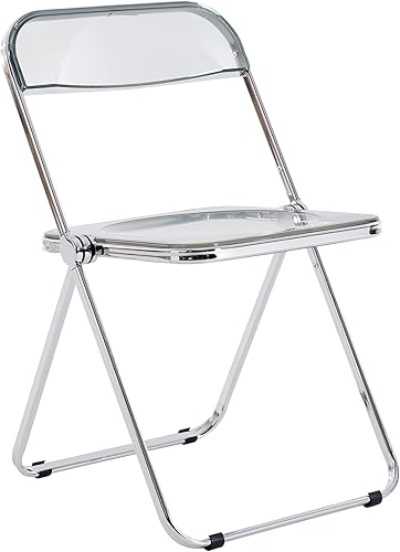 Sillas de acrílico, sillas plegables de acrílico, silla plegable con patas de acero plateado, capacidad de peso de 300 libras, sillas plegables de