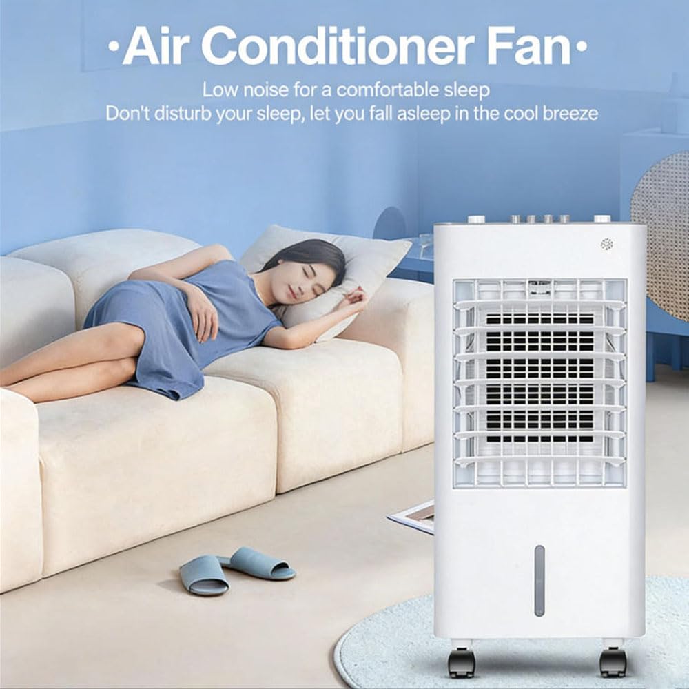 Portable Conditioner Air Cooler with 9 Litre Capacity, 4-in-1 Evaporative, Remote Control, 3 Fan Speed, and LED Display, with 4 Ice Packs, Built-in 7.5 Hour Timer & Automatic Oscillation(Remote)