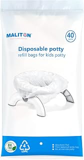 40 Packs Disposable Potty Bags for Toddler Portable Toilet, Travel Potty Liners fit for OXO Tot 2-in-1 Go Potty, Maliton Potty Training Bags fit Most Kids Portable Potty