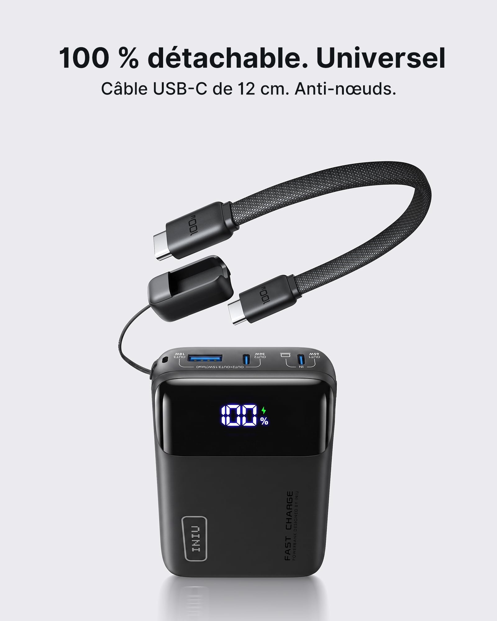 INIU Batterie Externe pour Ordinateur, Compact 65W 20000mAh USBC Power Bank