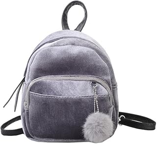 Zaino Donna Borsa a Tracolla Moda Zaino Fur Ball Vintage Zaini Cartella Neutral Schoolbag Zaino Borsa a mano Borsetta Trave Zainetto