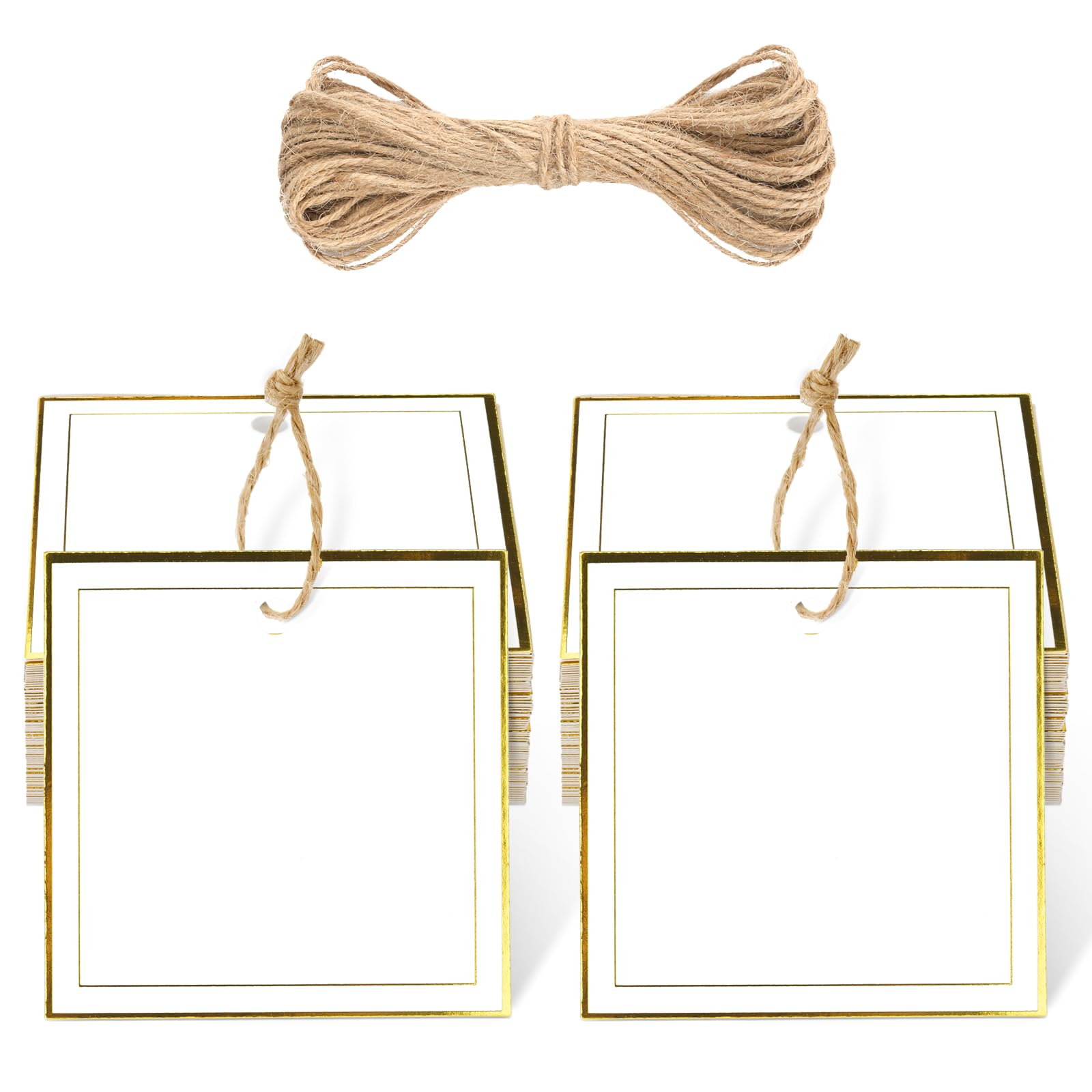 jijAcraft Gold Edge Square Tags: 6CM White Square Gift Labels, 50PCS — image 1