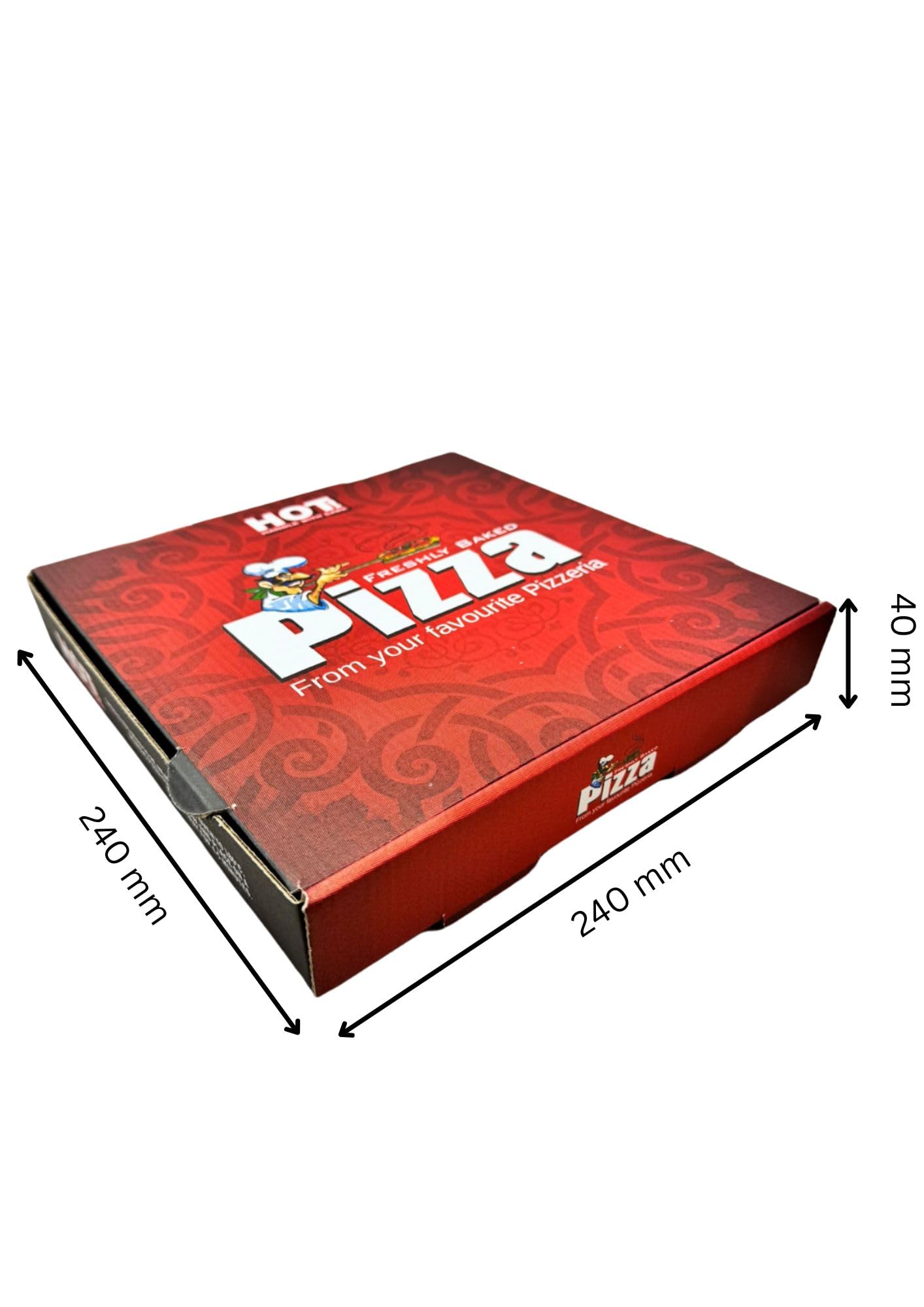 Boîte à Pizza, Carton à Pizza, Emballage Pizza, Pizzeria, Boîte en Carton, Rogue (Rouge - 24 X 24 X 4 Cm, 50 pièces)