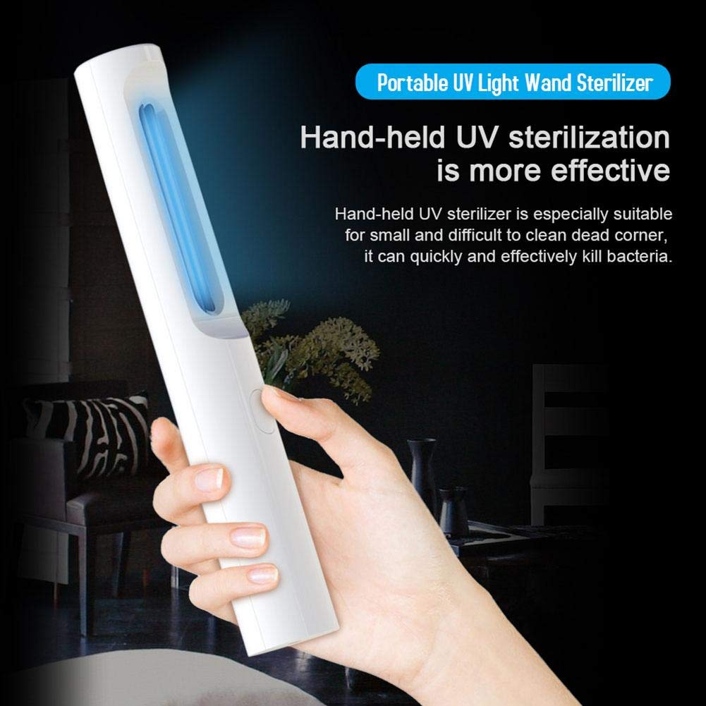 5W lámpara UV portátil, recargable USB esterilizador ultravioleta del accesorio ligero, portátil Lámpara UVC para la cubierta exterior Viajes Hogar,Blanco
