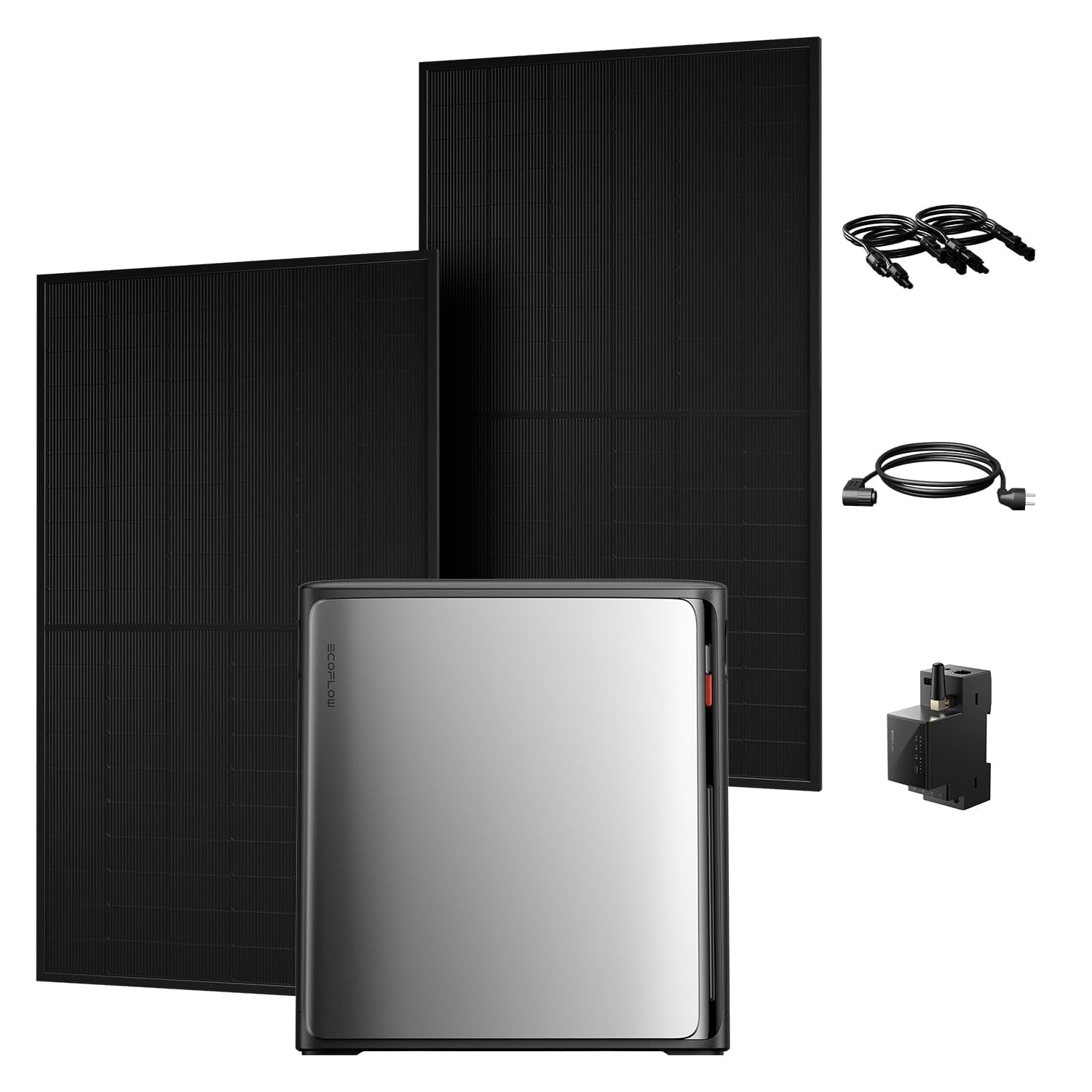 Powerness® All in One 1000W Balkonkraftwerk mit Speicher 3840Wh, ECOFLOW STREAM Ultra X mit 4 MPPT, Smarten Zähler & Zubehör Komplettset, 2× 500W Full Black Bifaziale Solarmodule, Plug & Play(0% MwSt)