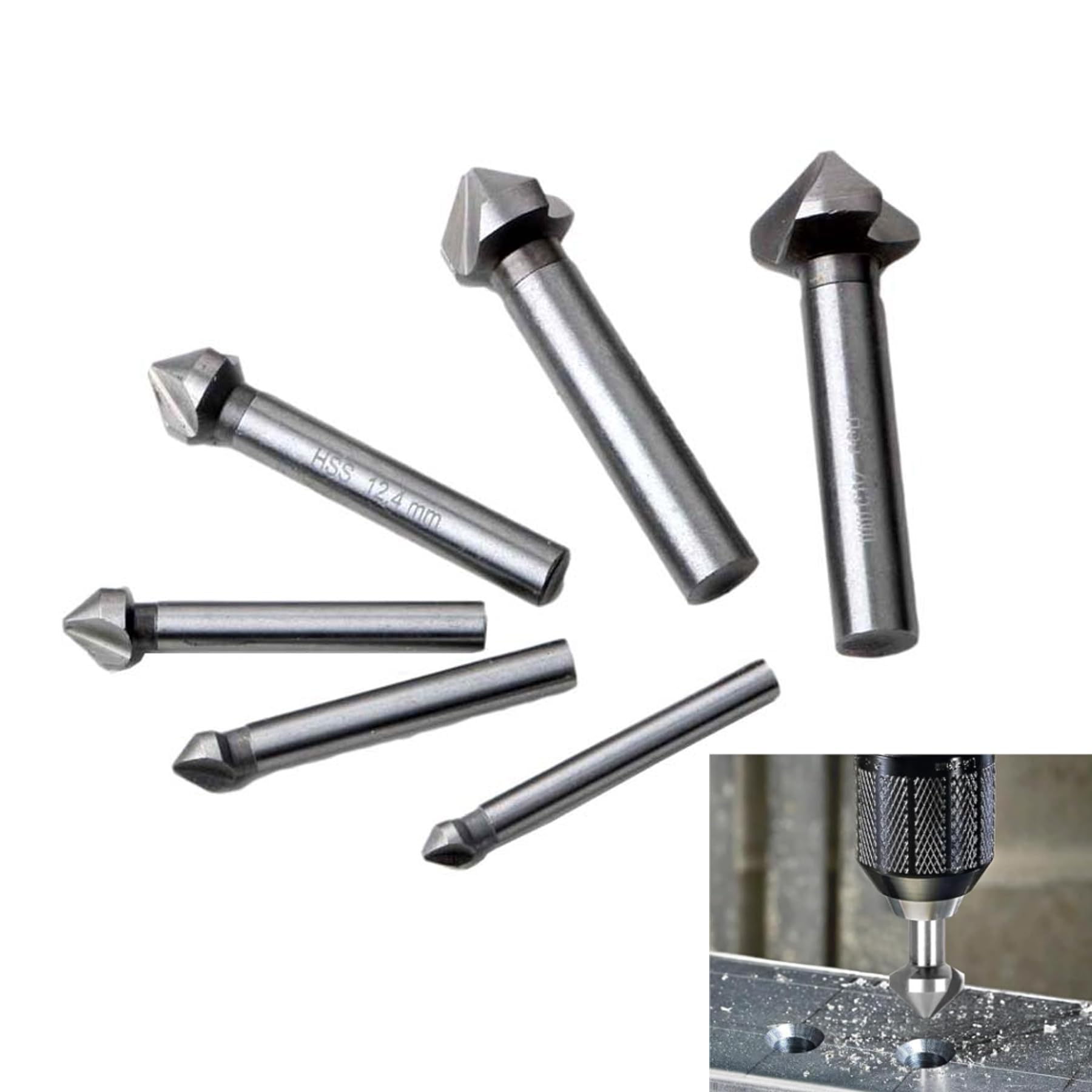 ANBOO Set of 6 Countersink HSS-G 90 Degrees 6.3/8.3/10.4/12.4/16.5/20.5 mm, Precise Drilling of Board Insulation Boards