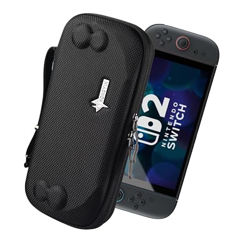 For Nintendo Switch 2スリムタイプ収納バッグNS 2世代ゲーム機EVAハードケース収納ケース耐震落下防止防水 (ブラック)