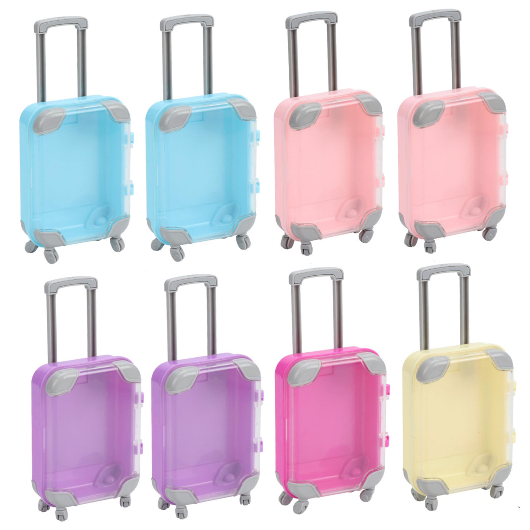 Goutdori 8Pcs Mini Suitcase Realistic Rolling Mini Luggage Party Favor with Retractable Handle for Imaginative Play Travel Themed Events (Random Color)