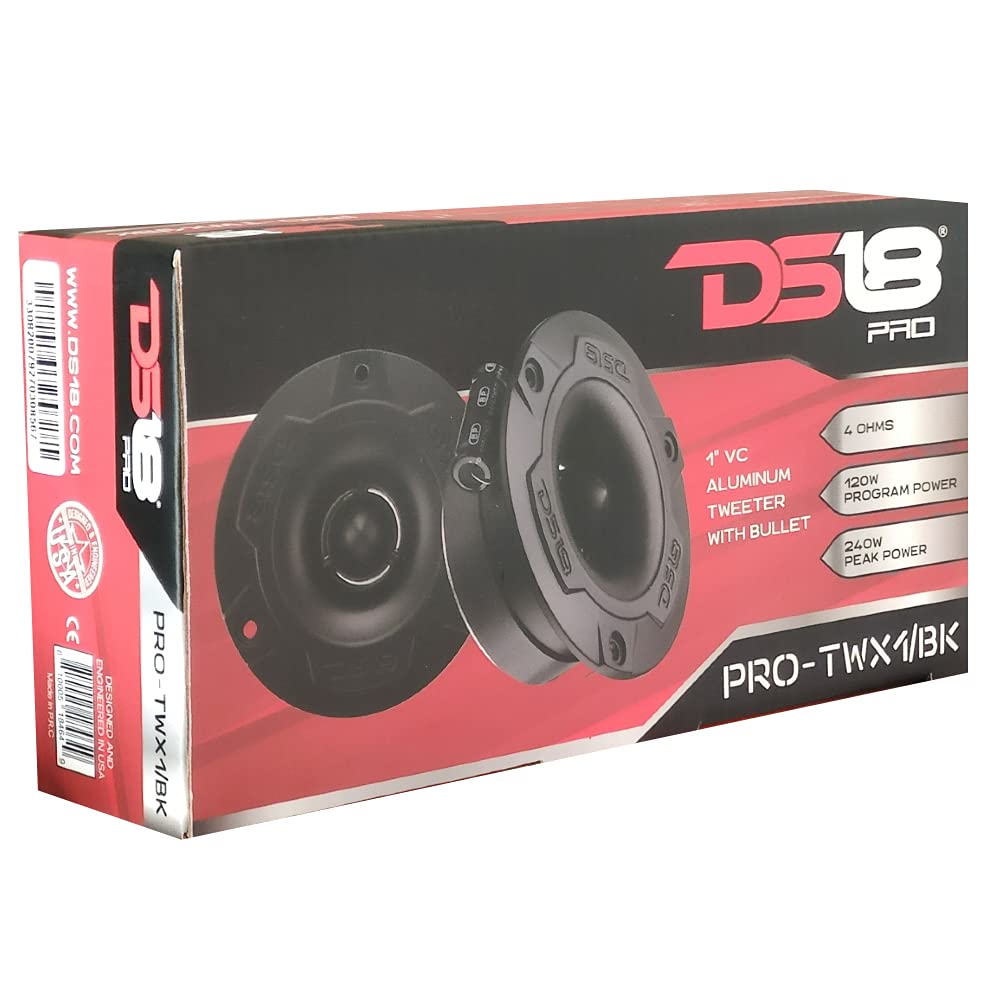 DS 18 Set PRO-TWX1/BK 2 tweeters Super Bala Negros de 9,60 cm, 96 mm de diámetro, 120 vatios rms y 240 vatios máx. 4 ohmios con sensibilidad de 103 db y 4 cm de Profundidad, por par