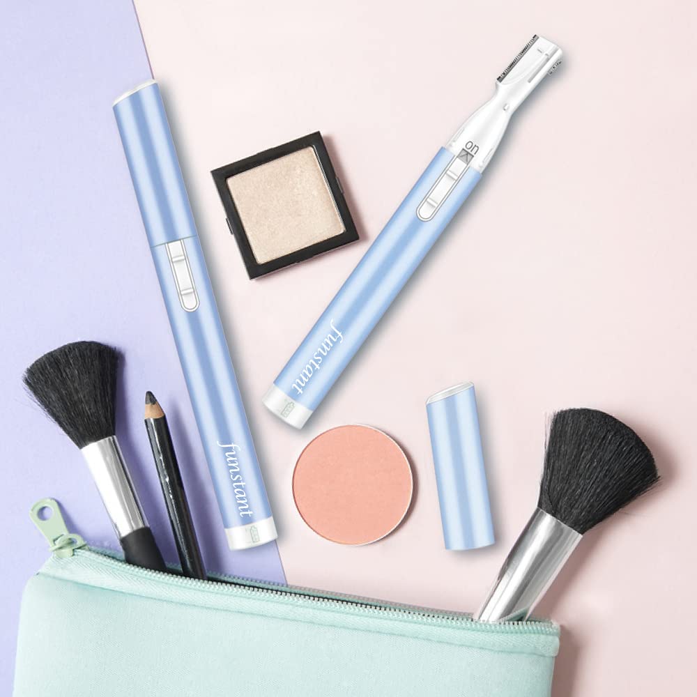 Recortadora de cejas mejorada, recortadora de vello facial de precisión para mujer, funciona con pilas, maquinilla de afeitar eléctrica con peine, sin sensación de tirones, indolora para