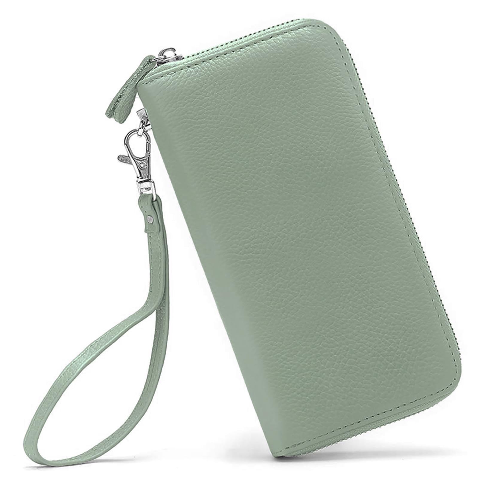 Moflycom Womens Wallet RFID Blocking Genuine Leather Zip Around Wallet Clutch Wristlet Travel Long Purse for Women