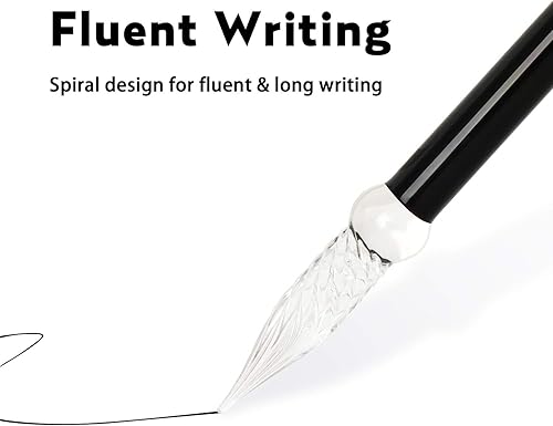 Miniatura 4 de ESSSHOP Handmade Glass Dip Pen with Invisible Ink Set, UV Flashlight and Cat Pen Holder, Elegant Crystal Smooth Cylindrical Calligraphy Signature