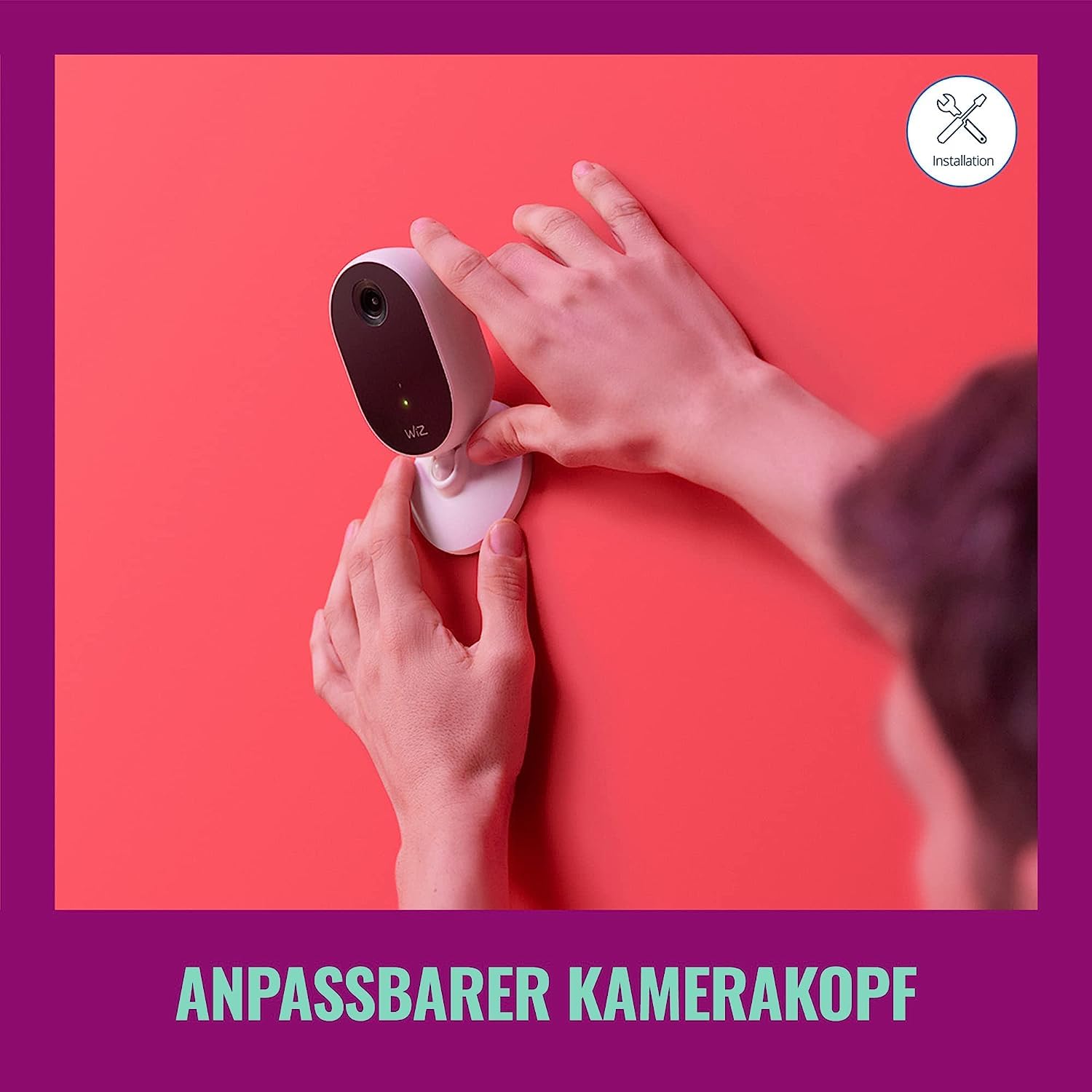 WiZ Indoor Kamera, Sicherheitskamera mit Nachtsicht, Audio, Bewegungs- und Geräuscherkennung, smarte Steuerung über WLAN per Stimme/App, weiß