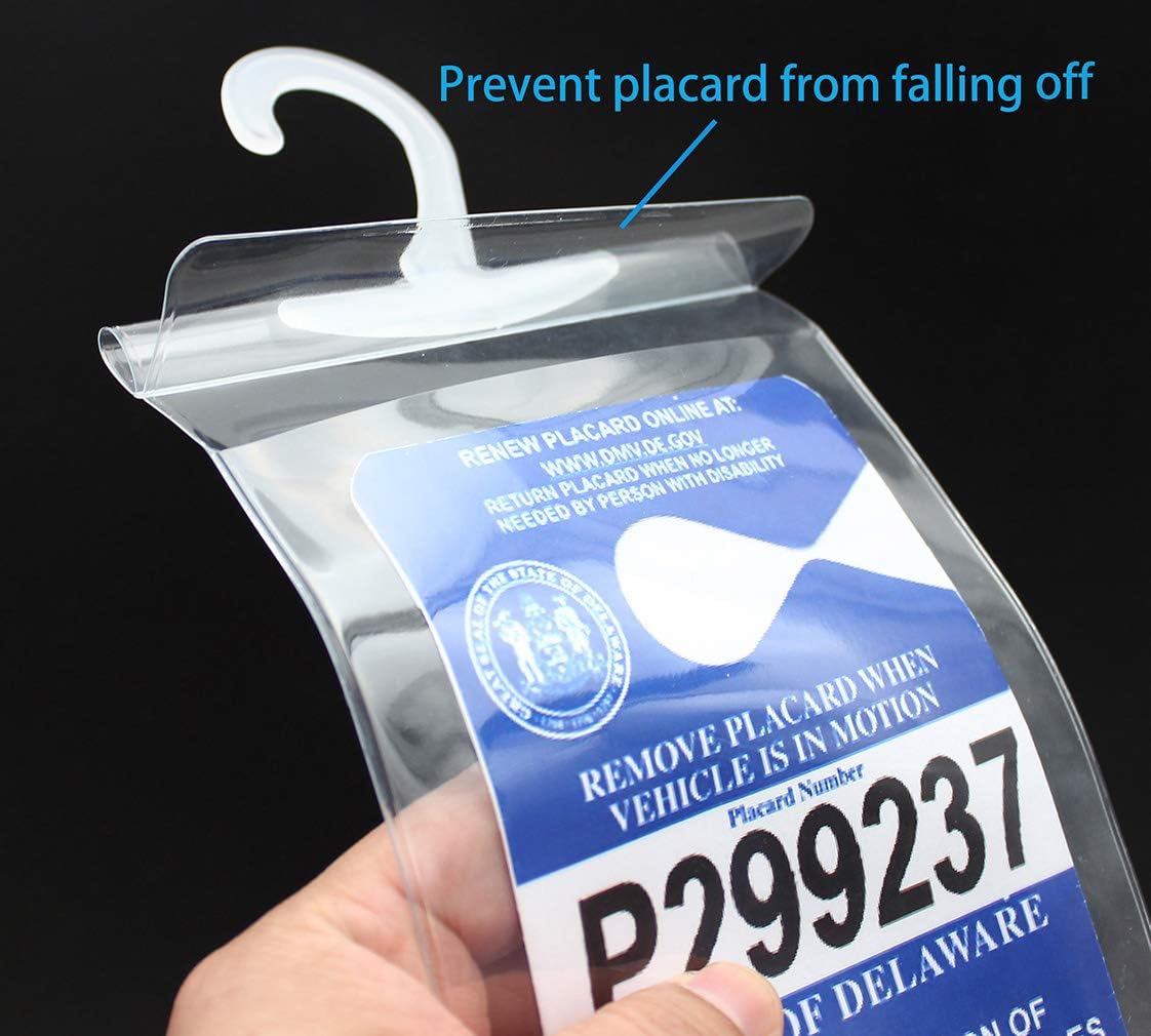 LotFancy Handicap Placard Holder for Auto, Pack of 3, Disabled Parking Permit Sign Holder with Larger Hook