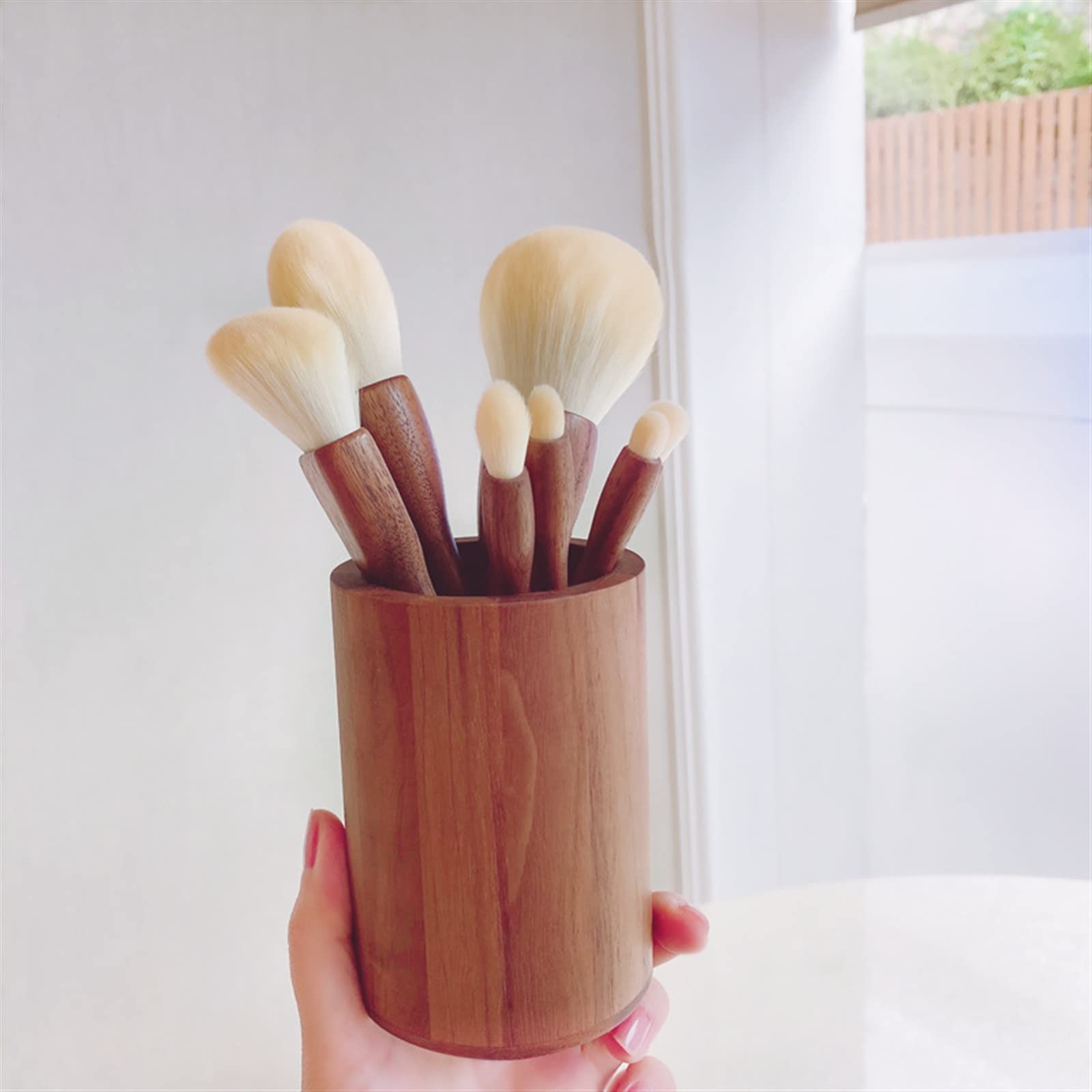 Foundation-Pinsel, Make-up-Pinsel-Set, 8-teilig, Walnuss-Make-up-Pinsel-Set, Kosmetik-Puder-Rouge-Beauty-Tool
