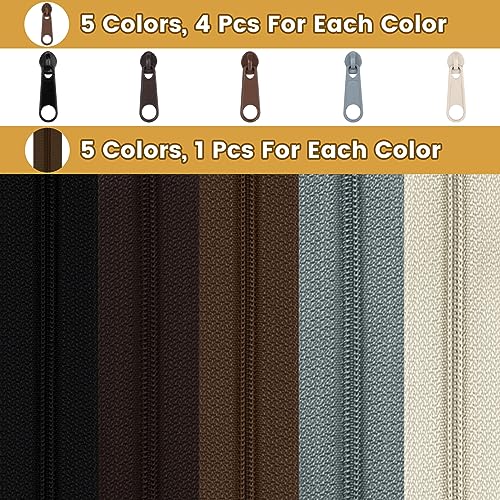 DOITEM 15.3 Yards/ 14 m 5 Pieces Assorted Colors #3 Nylon Coil Zippers - Image 2