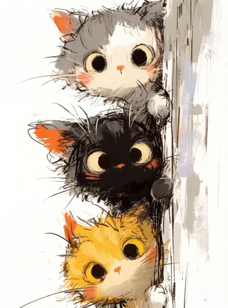 Three Curious Kittens Peeking