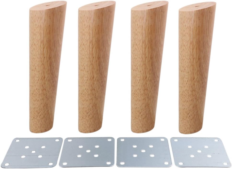 4Pcs Wood Sofa Feet Oblique Tapered Wooden Furniture Legs Wood color, 20cm with white box