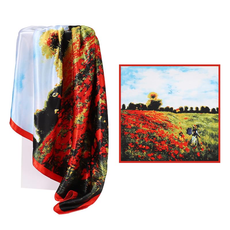 Famous Oil Painting Scarfs for Women - Head Scarf for Hair Wrapping at Night