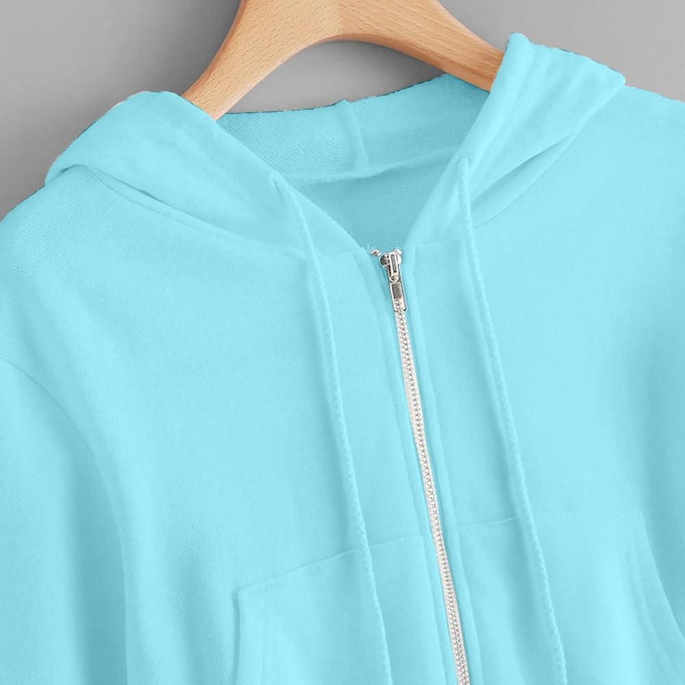 Generic Womens Cropped Hoodie Zip Up Cropped Sweatshirts