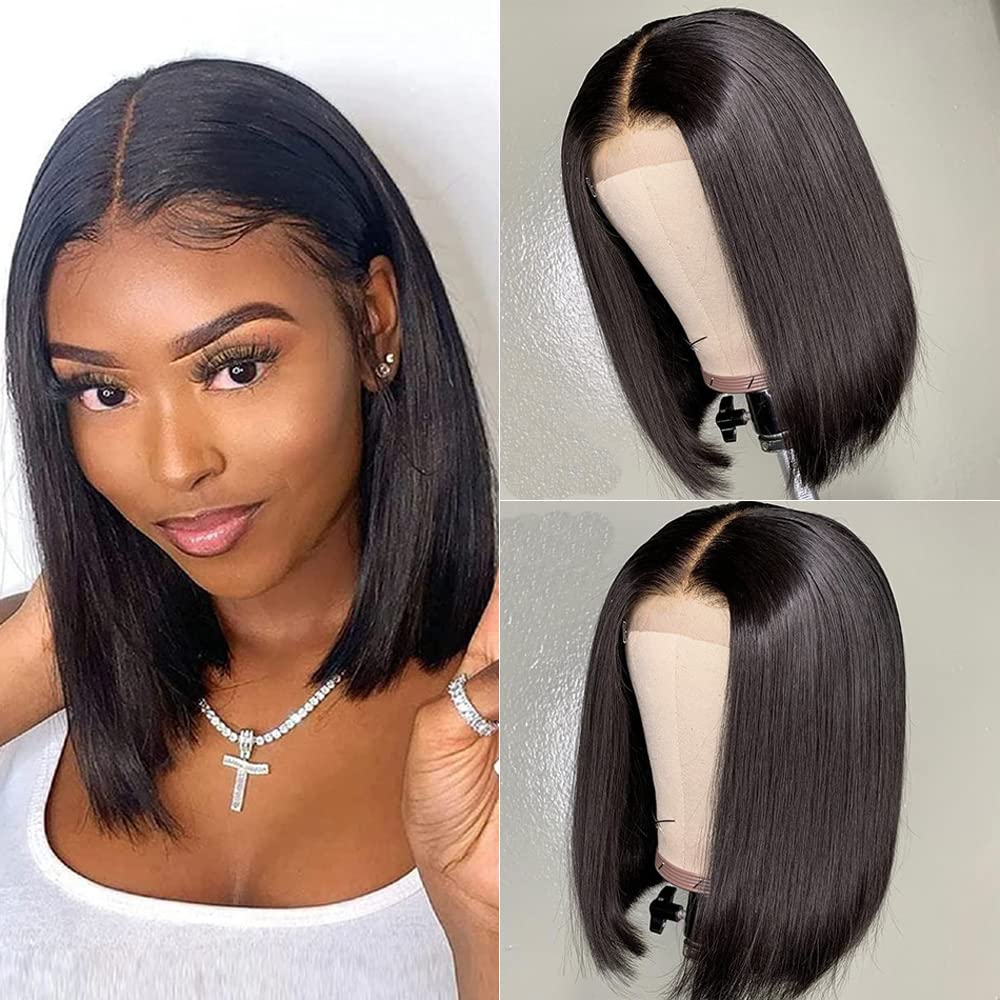 100 Unprocessed Human Hair Bob Wigs For Black Women Transparent