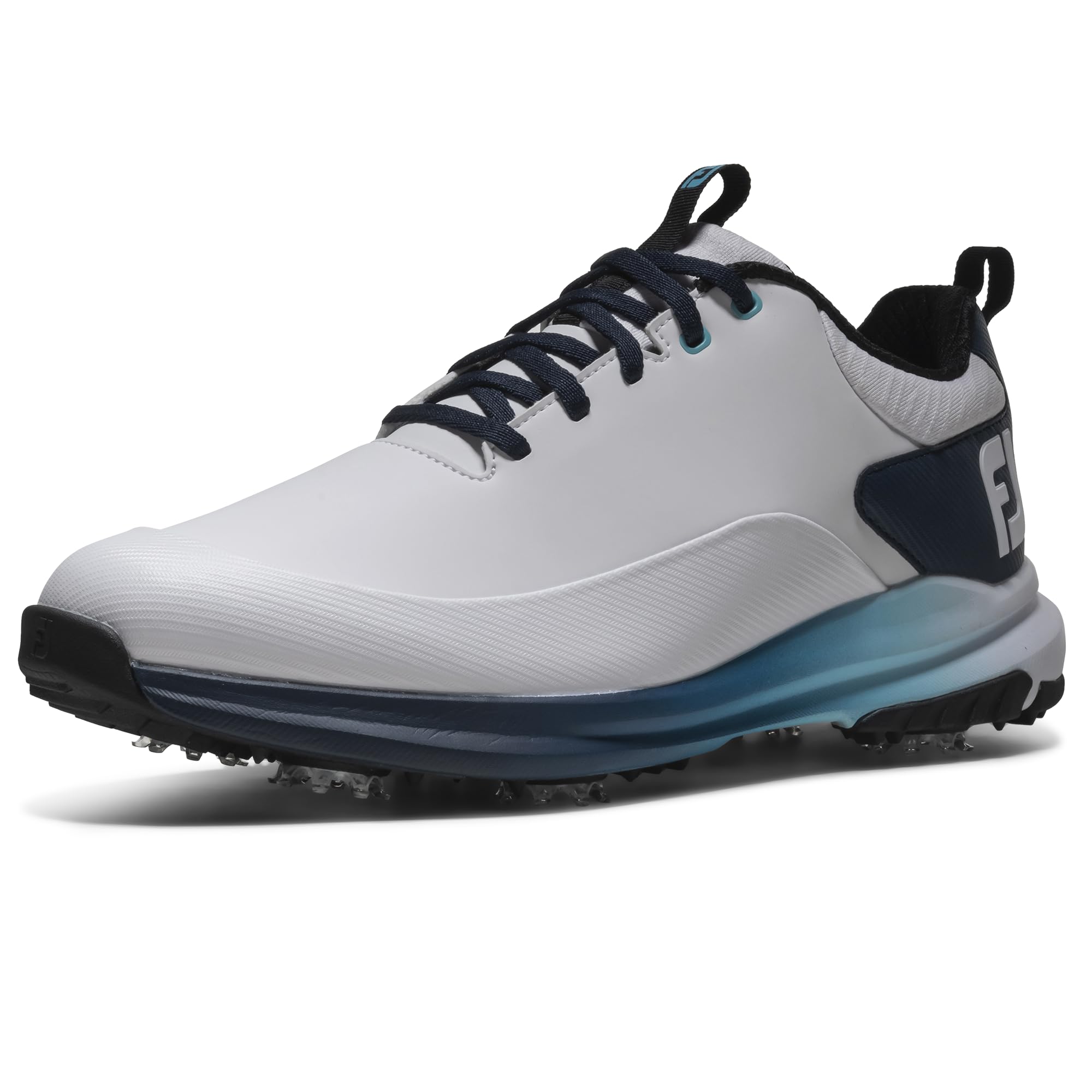 Footjoy Herren Tour Rival Golfschuh, Weiß/Marineblau/Blau, Größe M 40