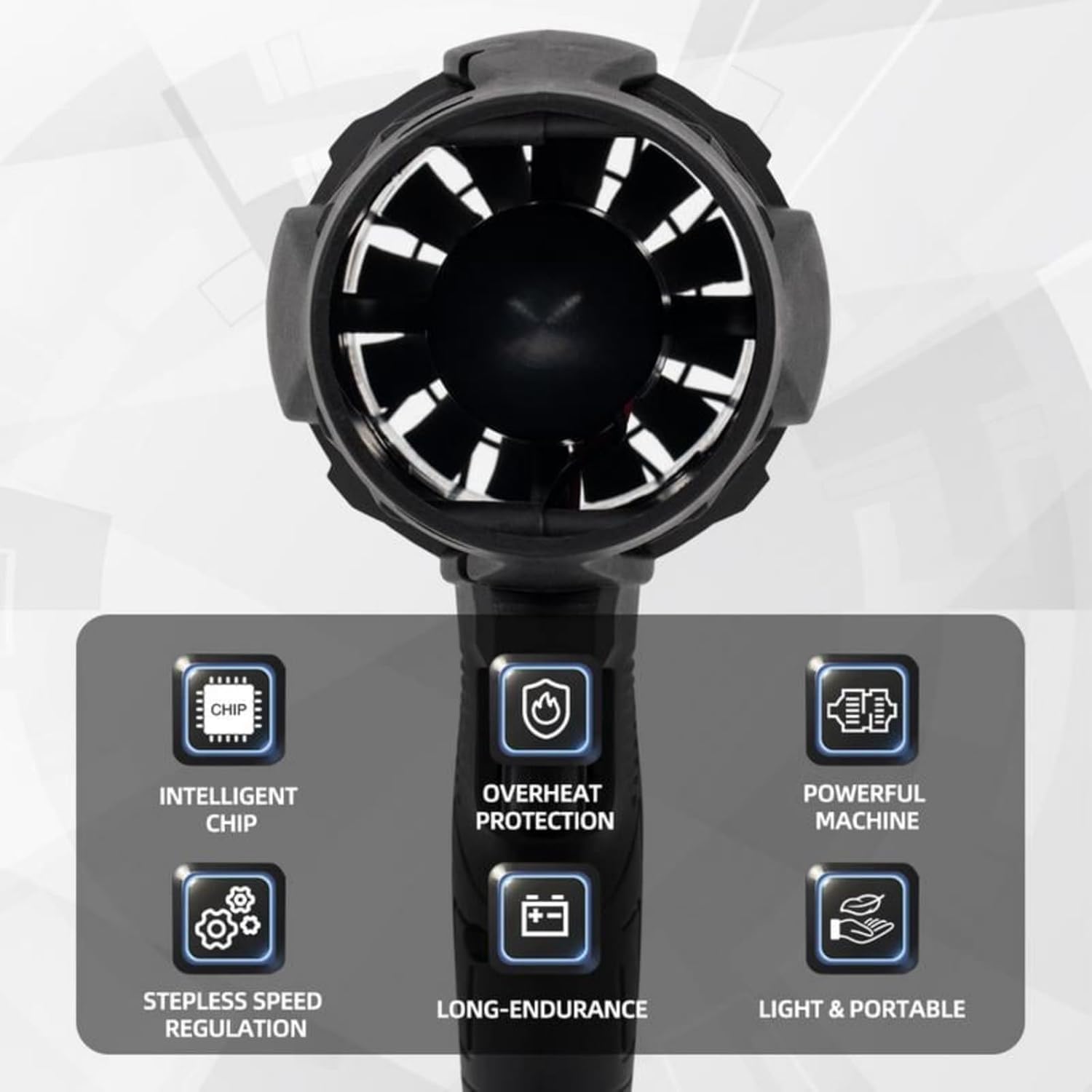 Yiicoong Cordless Blower, Yiicoong Super Powerful Cordless Blower, Turbo Jet Blower, Cord-Less Turbo Super Power Air Duster, Handheld Leaf Blowers for Yard and Car Cleaning (Black-2 Battery) - Image 5