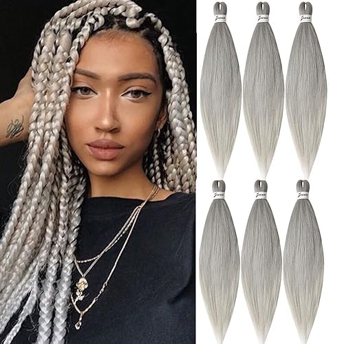 MSBELLE - 6 paqueteslote de trenzas de ganchillo preestiradas para cabello, con agua caliente, Ombre Jumbo fibra sintética trenzada, extensiones de