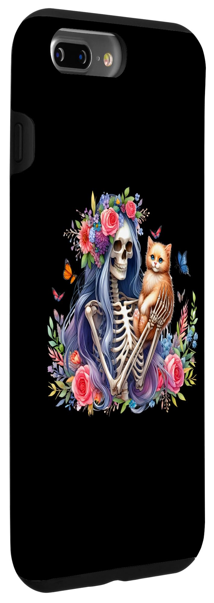 iPhone 7 Plus/8 Plus Female Skeleton And Cute Kitten Cat Lovers Halloween Vintage Case - Image 3
