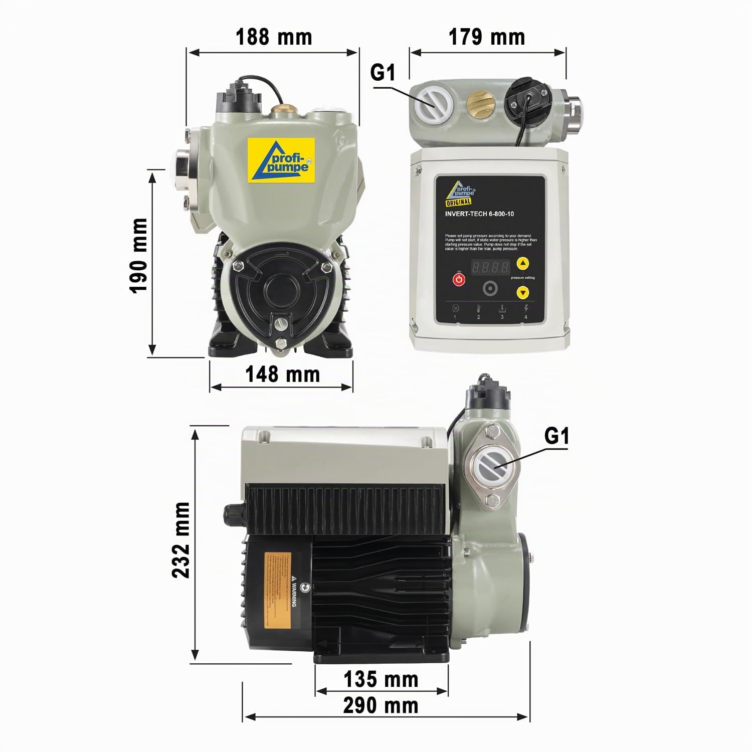 INVERTER INVERT-Tech 6 – 800 – 10, macchina per acqua domestica, con magnete permanente, pompa per acqua domestica, pompa centrifuga da giardino