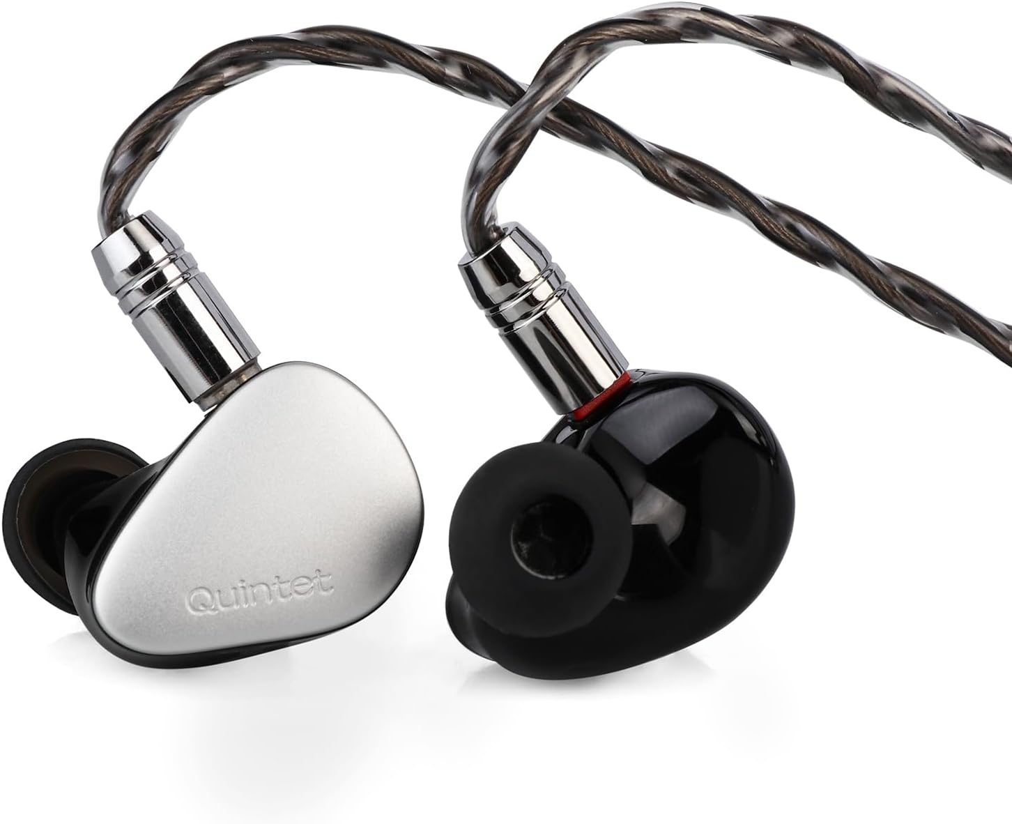 Kiwi Ears Quintet in Ear Monitor, 1DD + 2BA + 1 Planar + 1 PZT Hybrid Driver Earphone, with Detachable Silver-Plated OFC Cable, Metal Faceplate, 3D-Printed Resin Shell for Musician (Quintet)