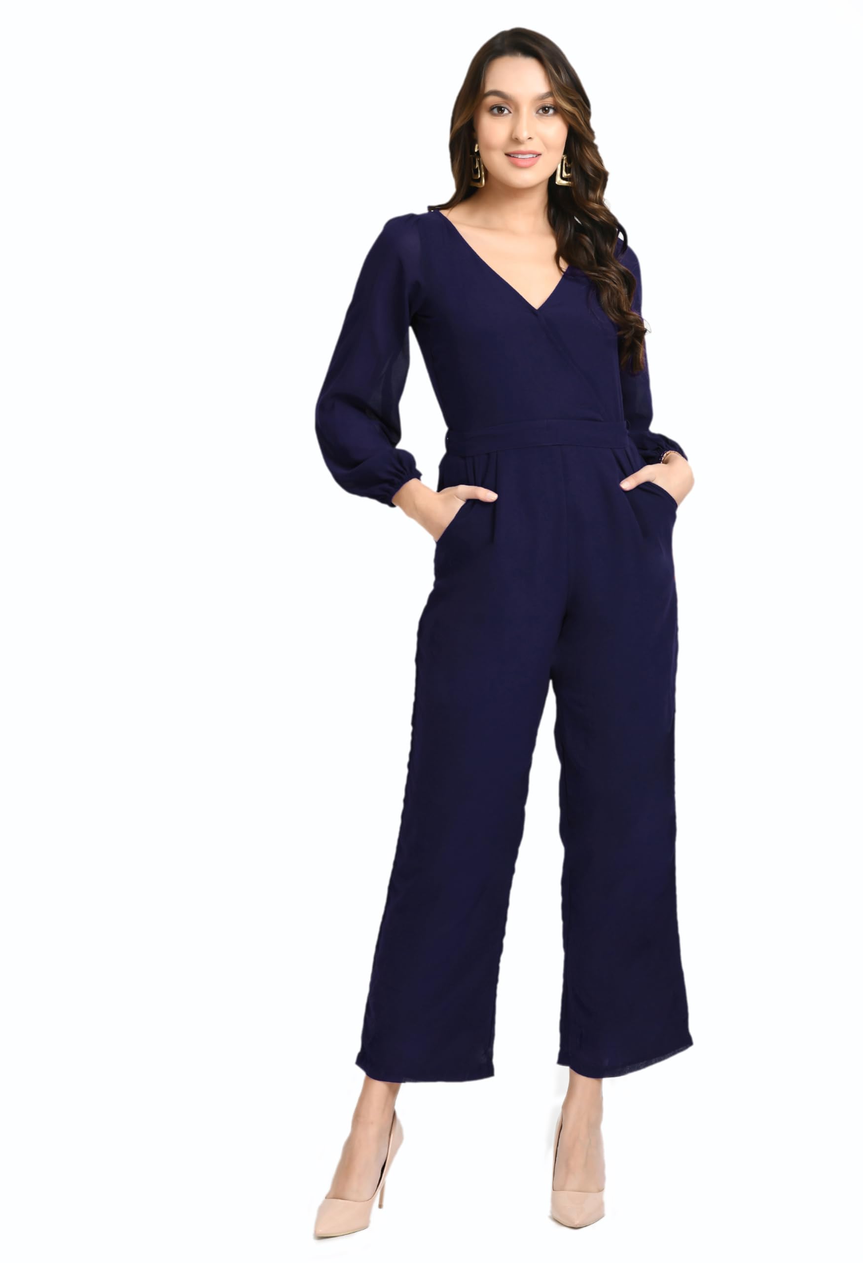 v&m Full Sleeved Wrap Jumpsuit for Women-picture-42