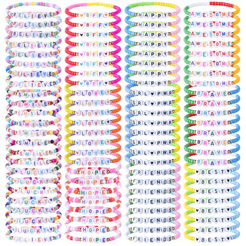 96pcs Friendship Beaded Bracelets Colorful Bracelets Bulk Stretch Bracelets Stackable Boho Bracelets Party Gifts Friends Gifts