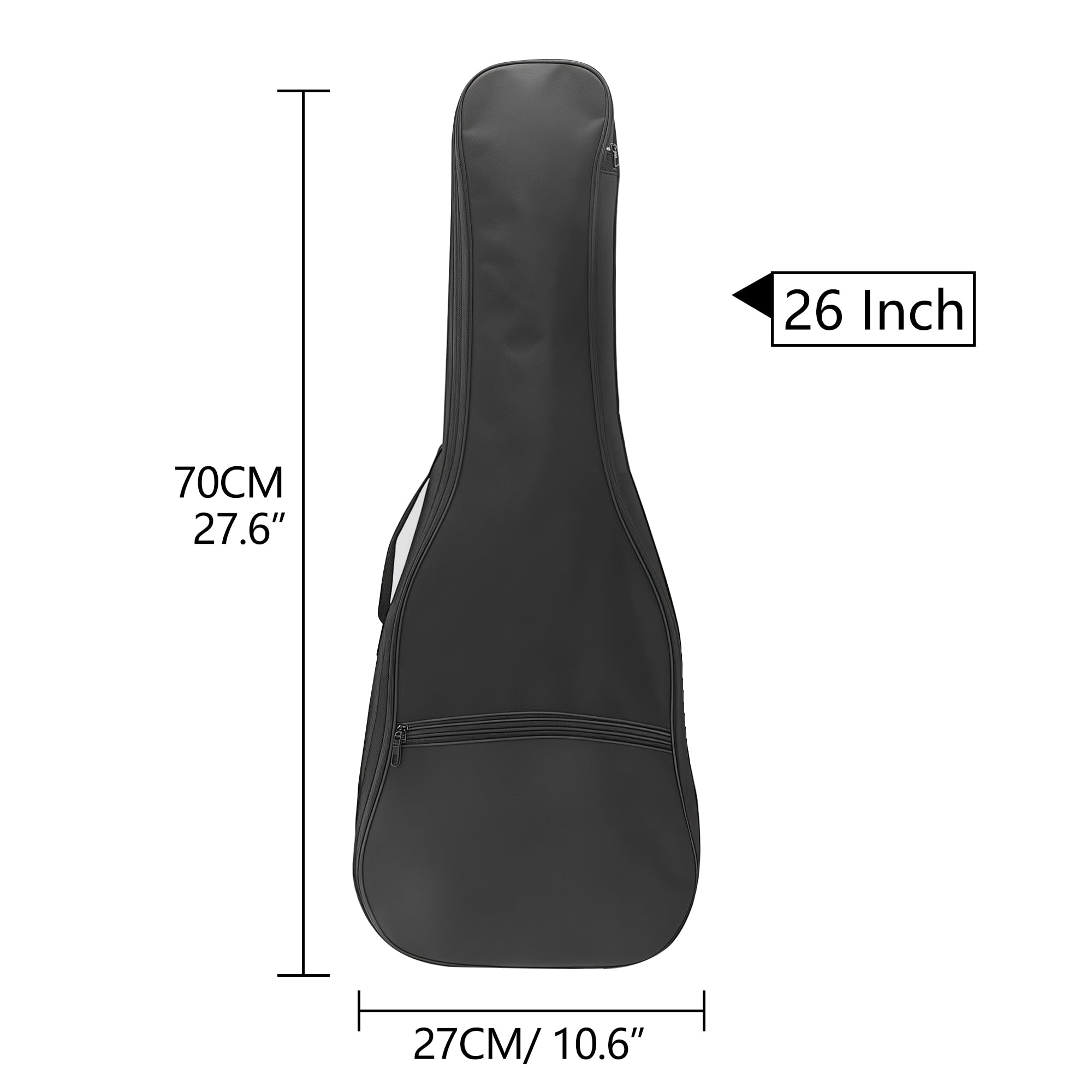 Musiin Housse de transport pour ukulélé de 66 cm avec sangles, sac de rangement pour voyage, spectacle, concert (noir)