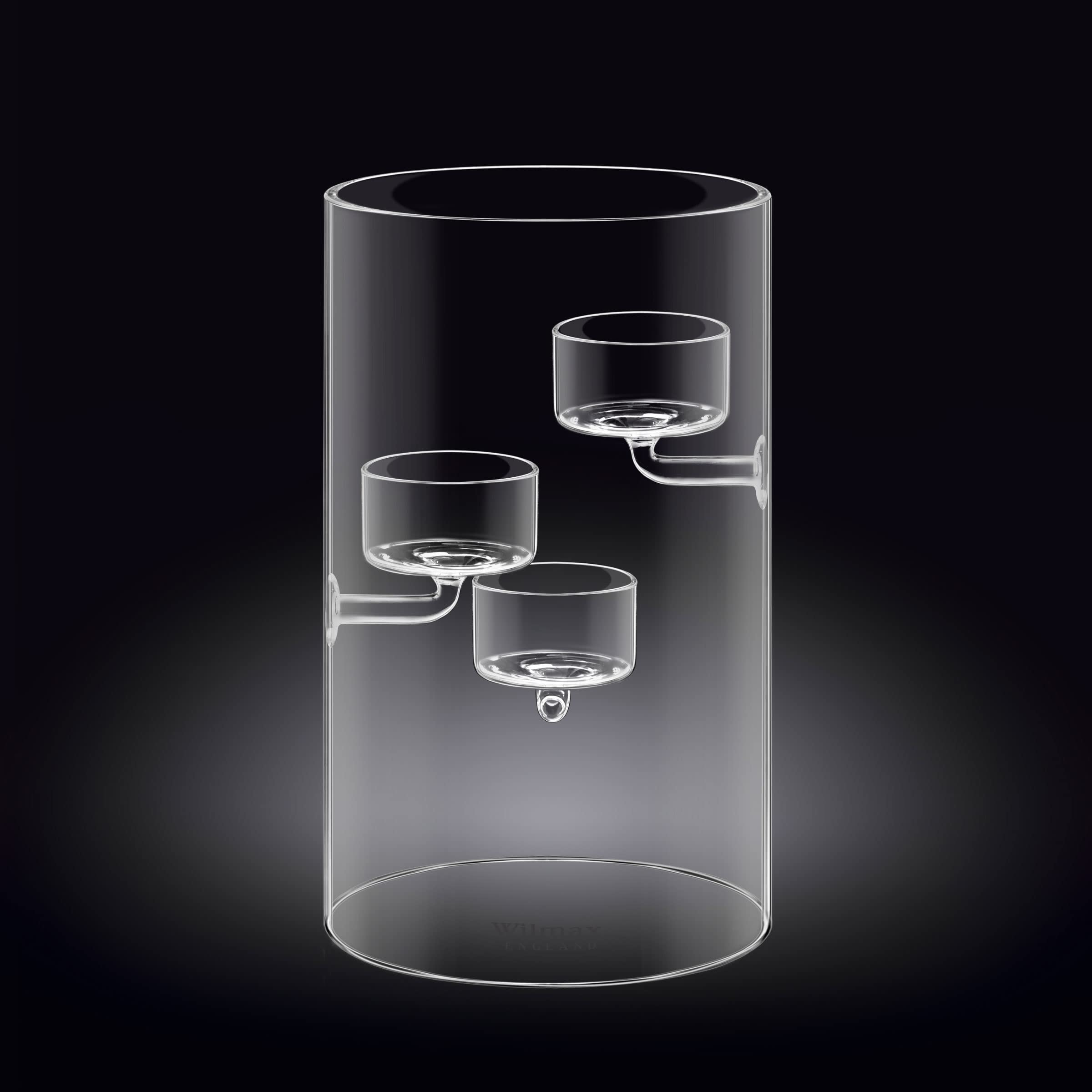 Wilmax Portacandele in vetro termico - per 3 candele - portacandele trasparente - vaso portacandele decorazione da tavola - portacandele da esterno bicchieri per candele di alta qualità
