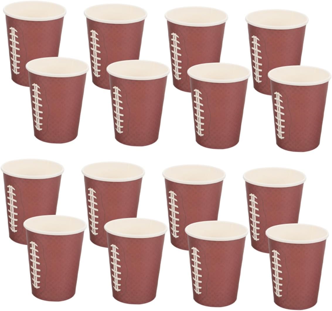 48pcs Rugby Themed Paper Drinking Cups, Pattern, Disposable Juice and Water Cups for Sports Events, Tailgating, Birthday Parties, and Game Day Gatherings