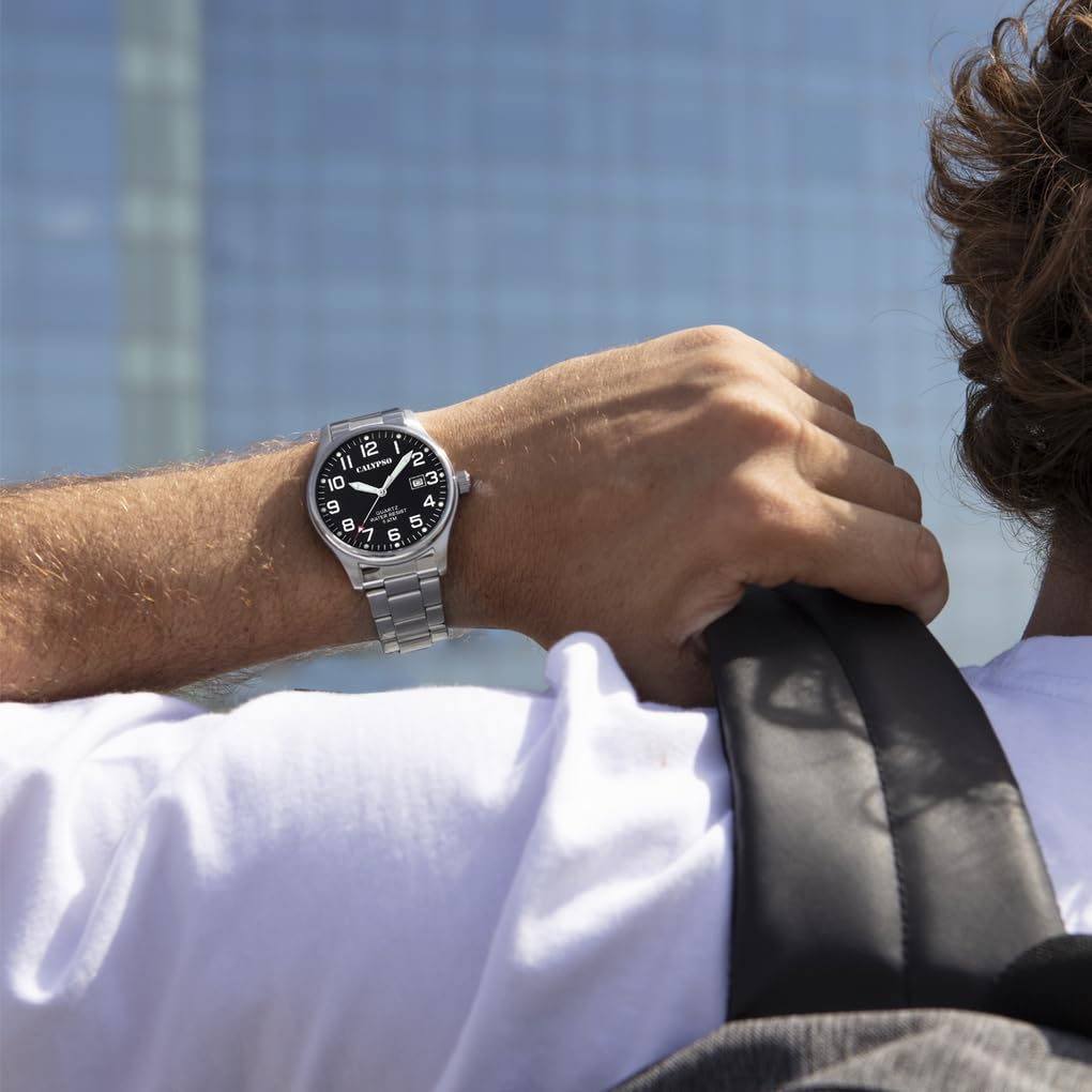 CALYPSO Reloj Hombre Analógico de Acero Inoxidable 316l Plateado