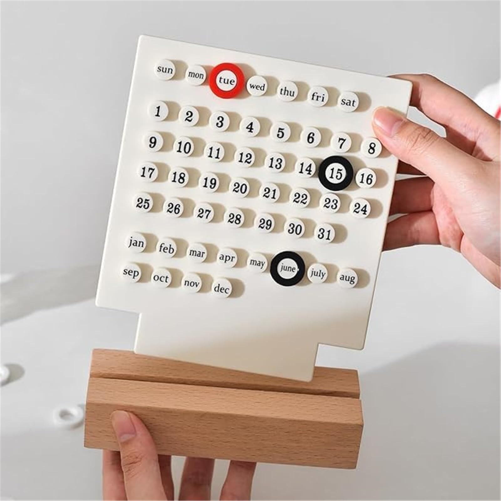 Tischkalender mit Holzblock und 3 Ringen zur Datumsaufzeichnung für das Homeoffice