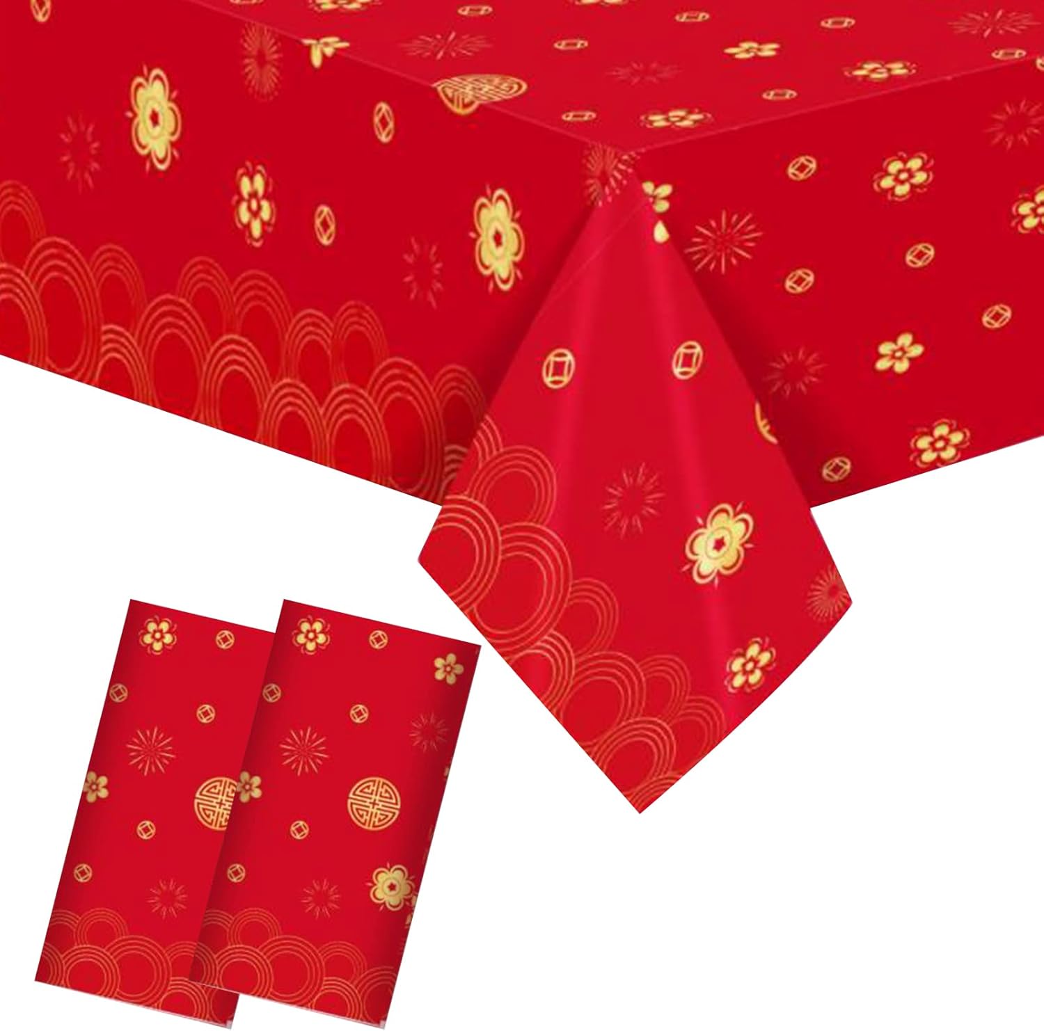 SINGOMON 2 Packs Chinese Style Red Tablecloth Spring Festival Table