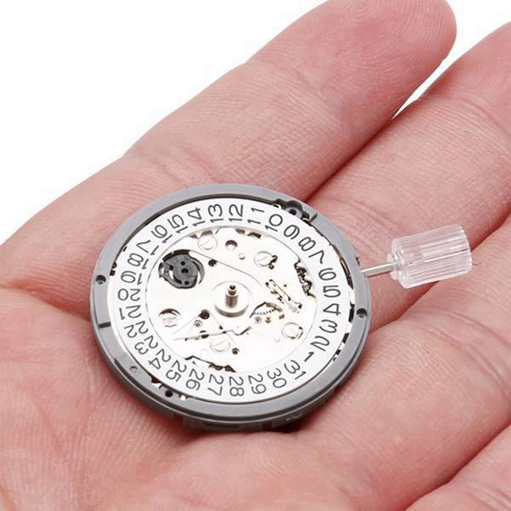 Orton NH35 NH35A Uhrwerk Hohe Genauigkeit Mechanische Uhr Bewegung Datum bei 3 Datumsrad 24 Juwelen Automatische Selbstaufzug, Silberfarben und Weiß